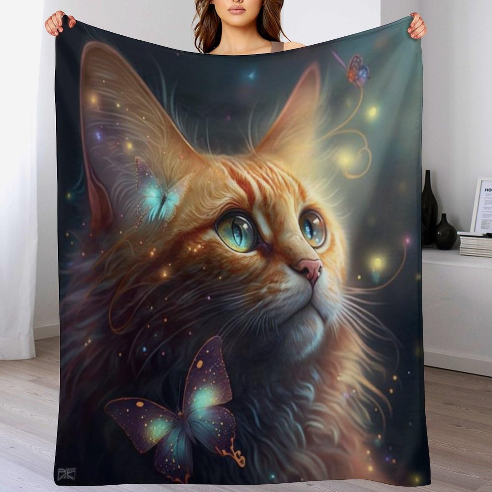 Couverture canapé chat idée cadeau idéale pour voyage et bureau avec flannel douce 100x130