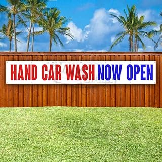 Hand Car Wash Now Open Extra Large 13 oz Banner Heavy-Duty Vinyl Single-Sided with Metal Grommets