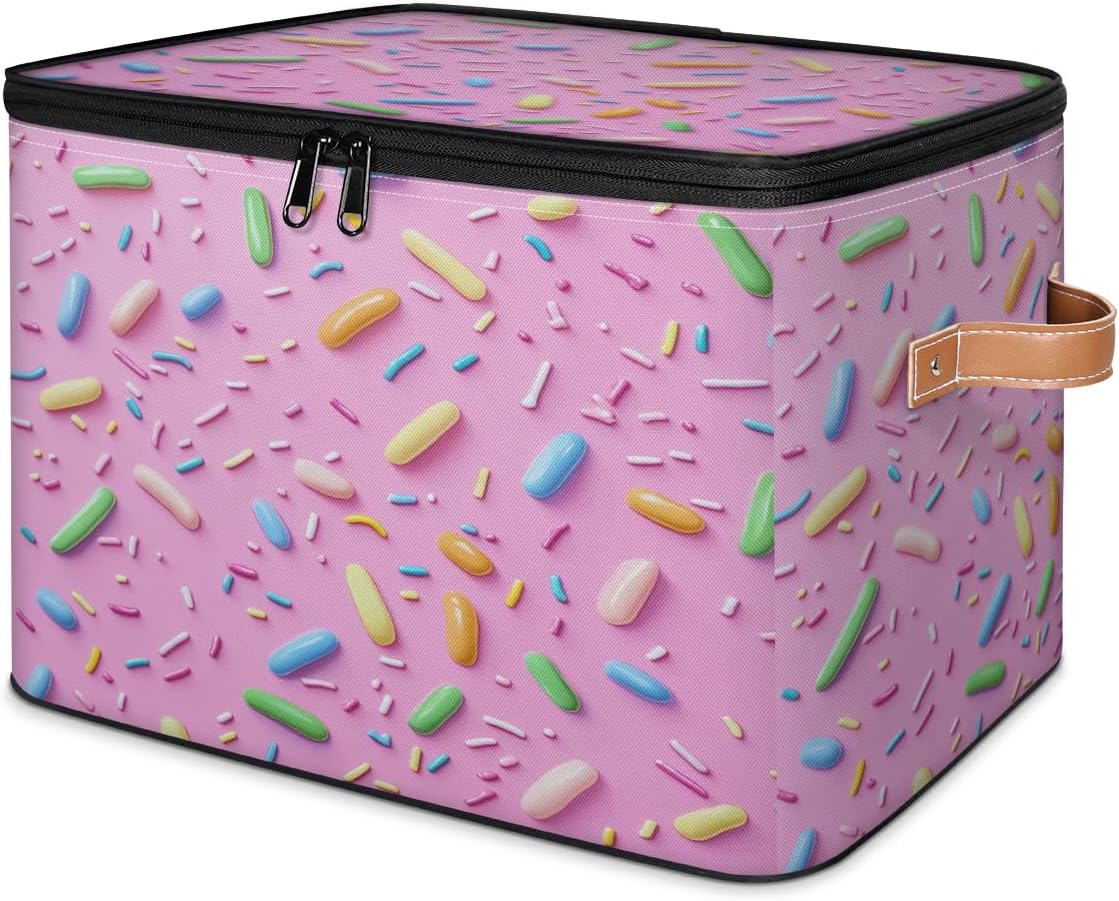 Colorful Confetti Sprinkles Storage Basket with Lid