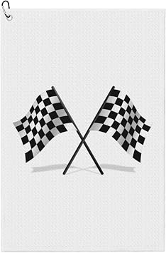16 x 24 Inch Golf Towel with Clip for Golf Bag, Super Microfiber Golf Towel Race Car Flag Checkered Flags