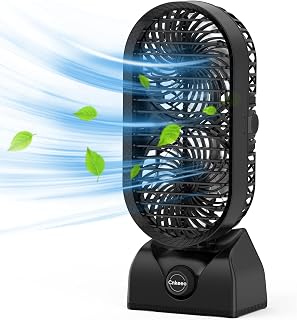 Small Tower Fan, 10000mAh Portable Desk Fan 12inch 270° Oscillating Fan, USB Rechargeable Table Fan, Personal Quiet Tower Fan Mini for Bedroom, Office Desktop, Home, Outdoors Camping