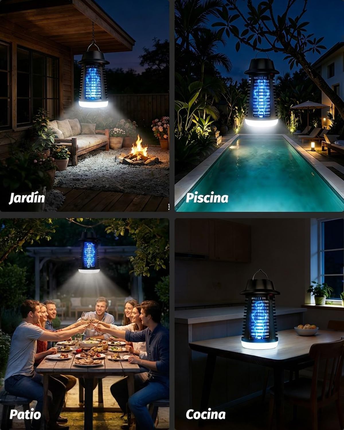 Mata Mosquitos Eléctrico, Lámpara Antimosquitos para Interior y Exterior, Mosquitos Eléctrico con Luz UV, Bandeja Extraíble, IPX4, para Dormitorio, Salón, Terraza y Camping