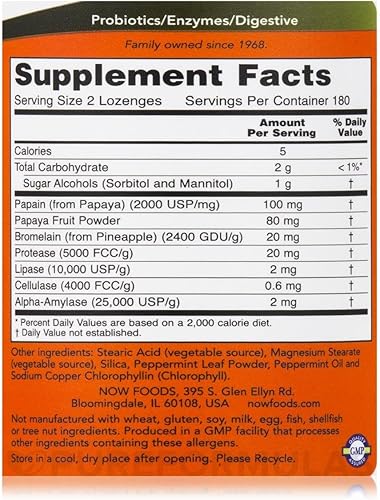 Miniatura 4 de Enzimas de papaya (masticables) - 360 pastillas por NOW