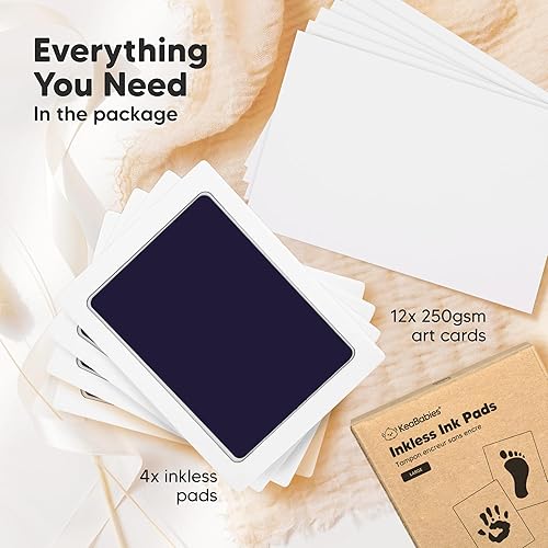 Miniatura 159 de Kit de 4 manos y huellas de bebé sin tinta, almohadilla de tinta sin desorden para recuerdo de recién nacidos, kit de huellas de nariz de perro