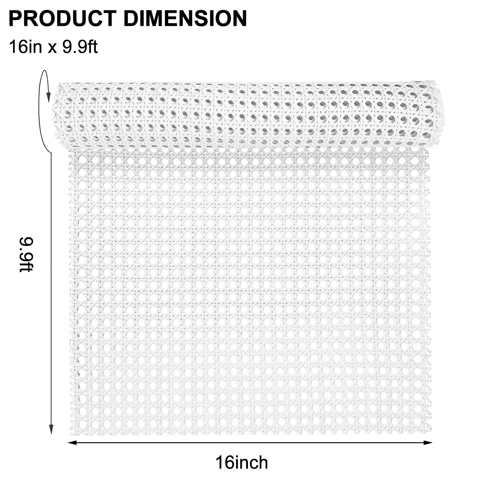 ALLINKIT Biała rattanowa rolka 40 cm x 9,9 m, plastikowa rolka z rattanu, materiał do laski, tkana rattanowa rolka do mebli, krzesła, szafki, sufitu