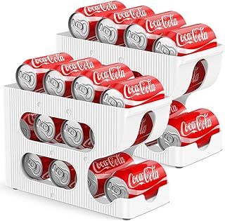 Soda Can Organizer for Pantry/Fridge, Automatic Rolling Pop Can Dispenser/Storage/Holder/Container for Refrigerator, Saving Space Drink Organizer for Fridge, 2-Pack Holds 24 Standard Cans