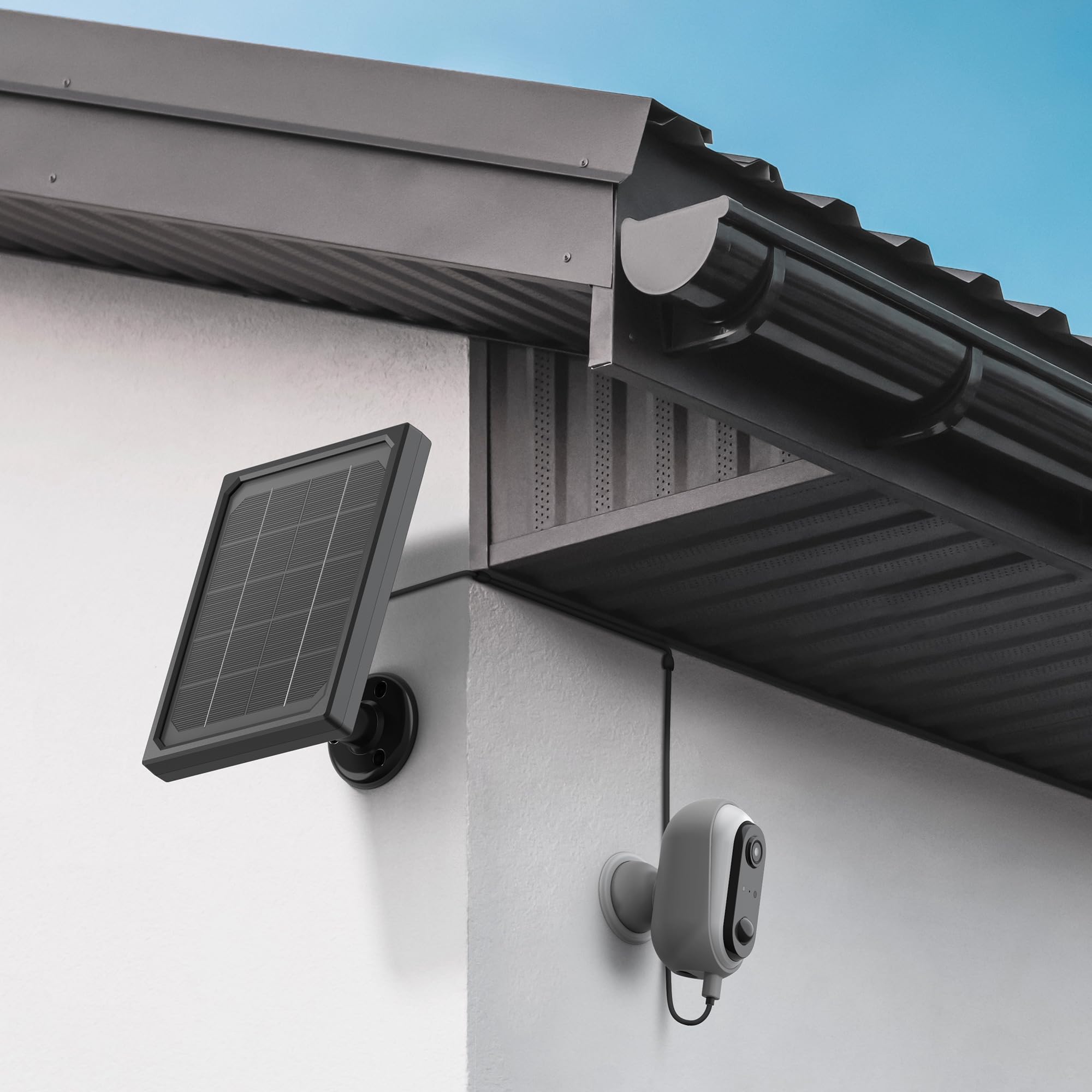 AVIDSEN HomeCam inteligentna kamera do monitoringu, na zewnątrz, w zestawie panel słoneczny, aplikacja na smartfon, bez abonamentu, autonomia, 100% bezprzewodowa, wykrywanie ruchu, Wi-Fi, widoczność w