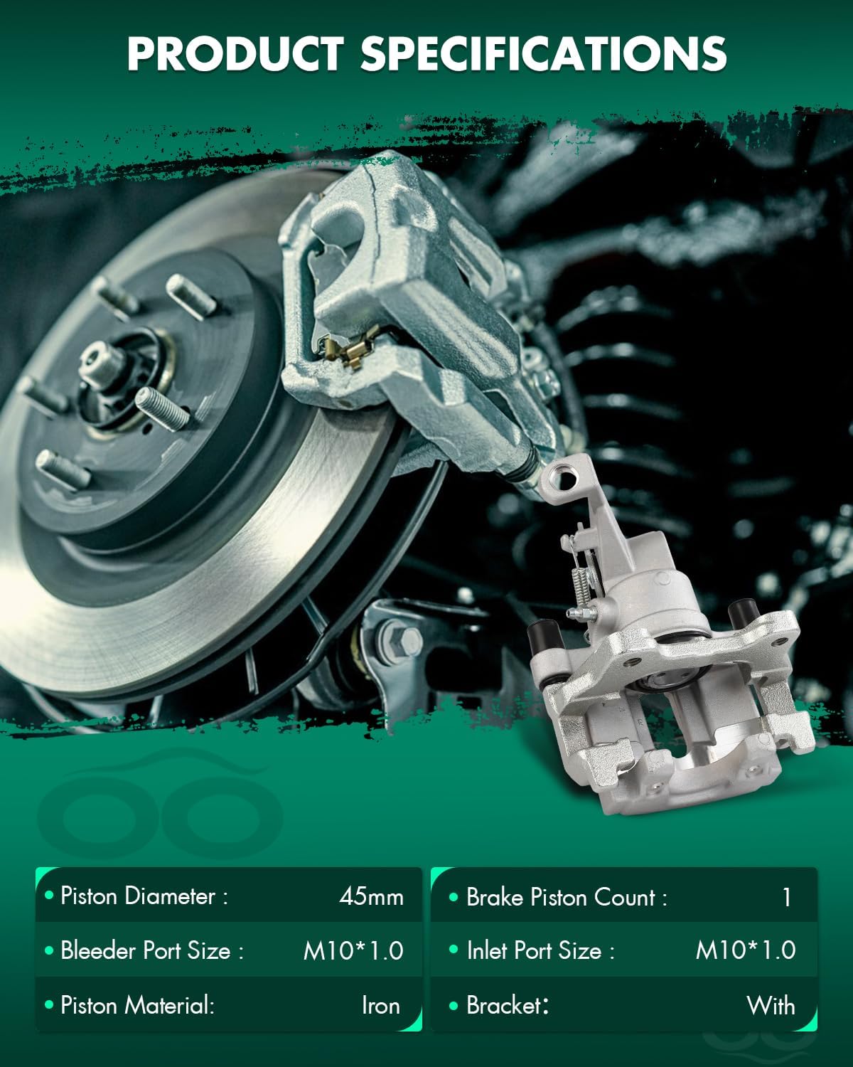 SCITOO 19B3896 Rear Left Disc Brake Caliper Assembly w/Bracket For Jaguar For S-Type/For Vanden Plas/For XF/For XJ/For XJ8/For XK/For XKR