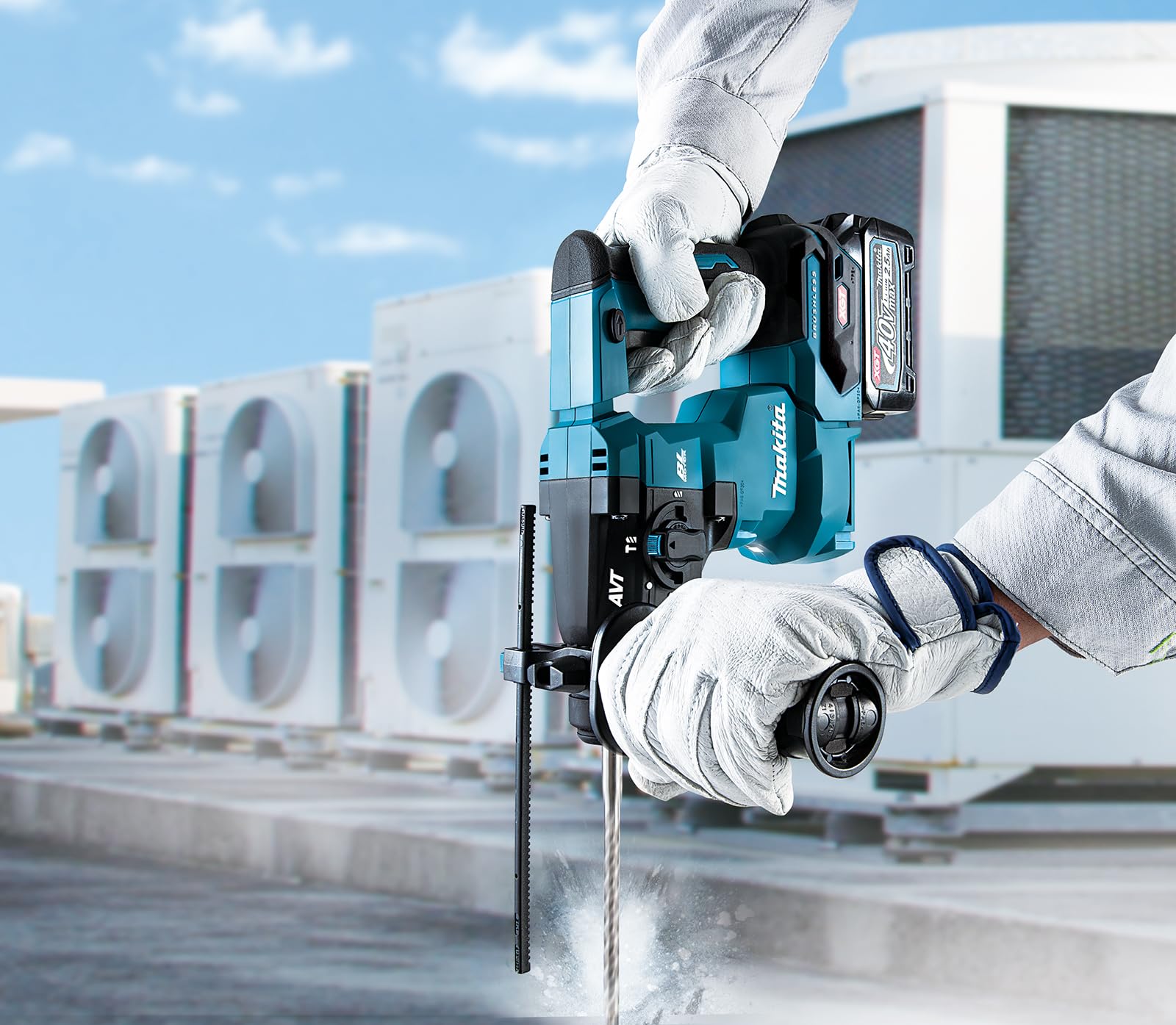 Makita HR010GD201 młot akumulatorowy SDS-PLUS 40 V maks. / 2,5 Ah, 2 akumulatory + ładowarka w Makpac