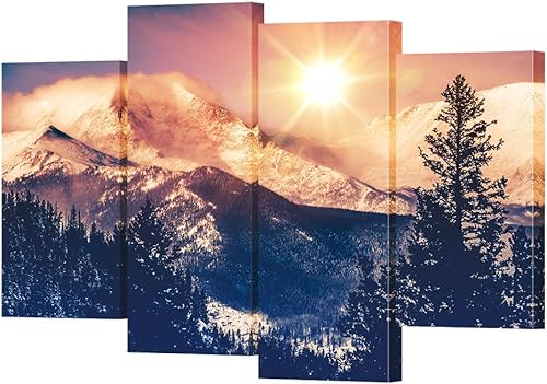 VVOVV Wall Decor - Pintura en lienzo de arte del amanecer de las montañas de Colorado, arte de pared, fotografía de paisaje de montaña rocosa,