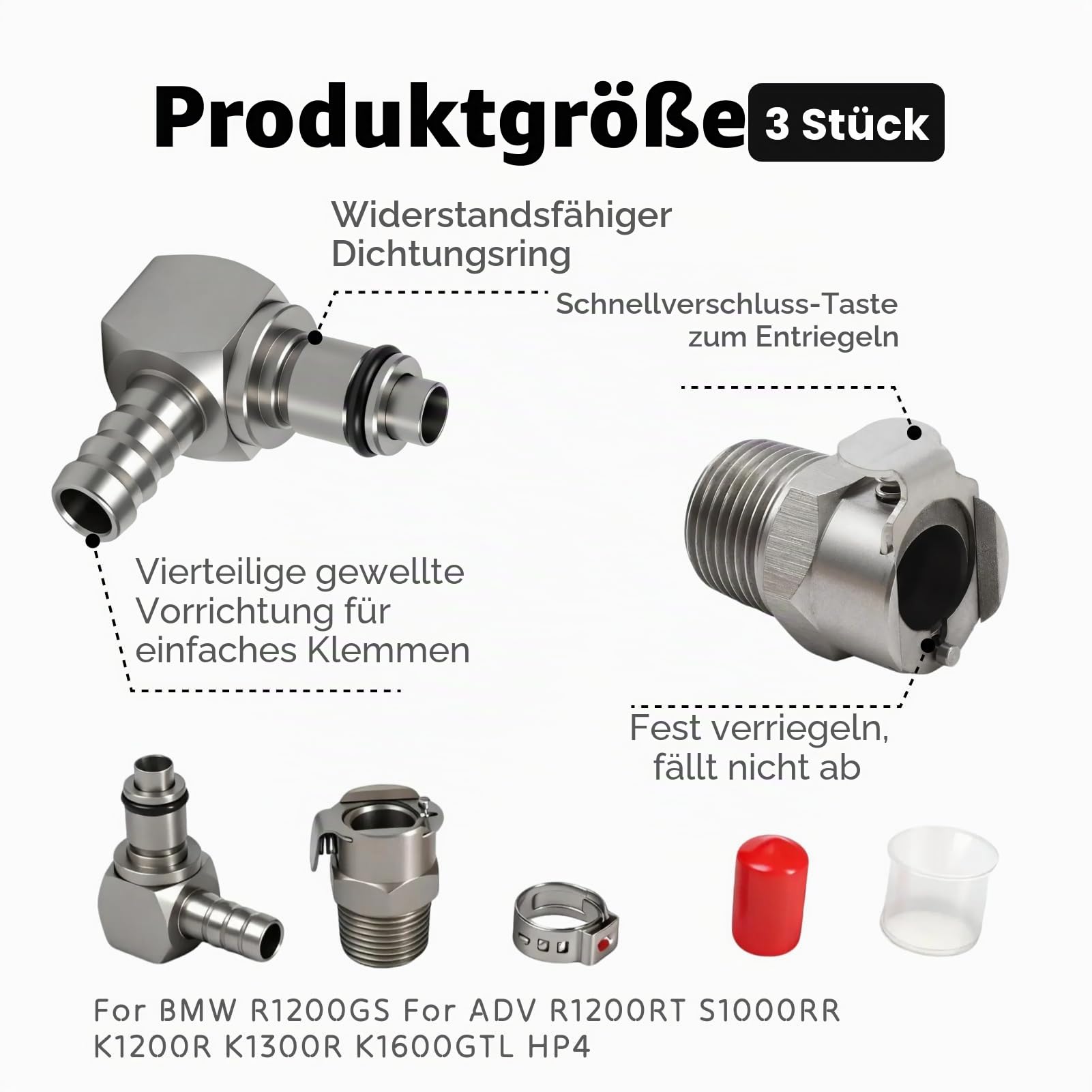 3pcs Reparatursatz Kraftstoffpumpe kraftstoffpumpe schnellkupplung messing ersatz für R1200GS R1200R R 1200 RT K1200R K1200S K1200GT, Kraftstoffpumpe Reparatur Pumpe Kupplung