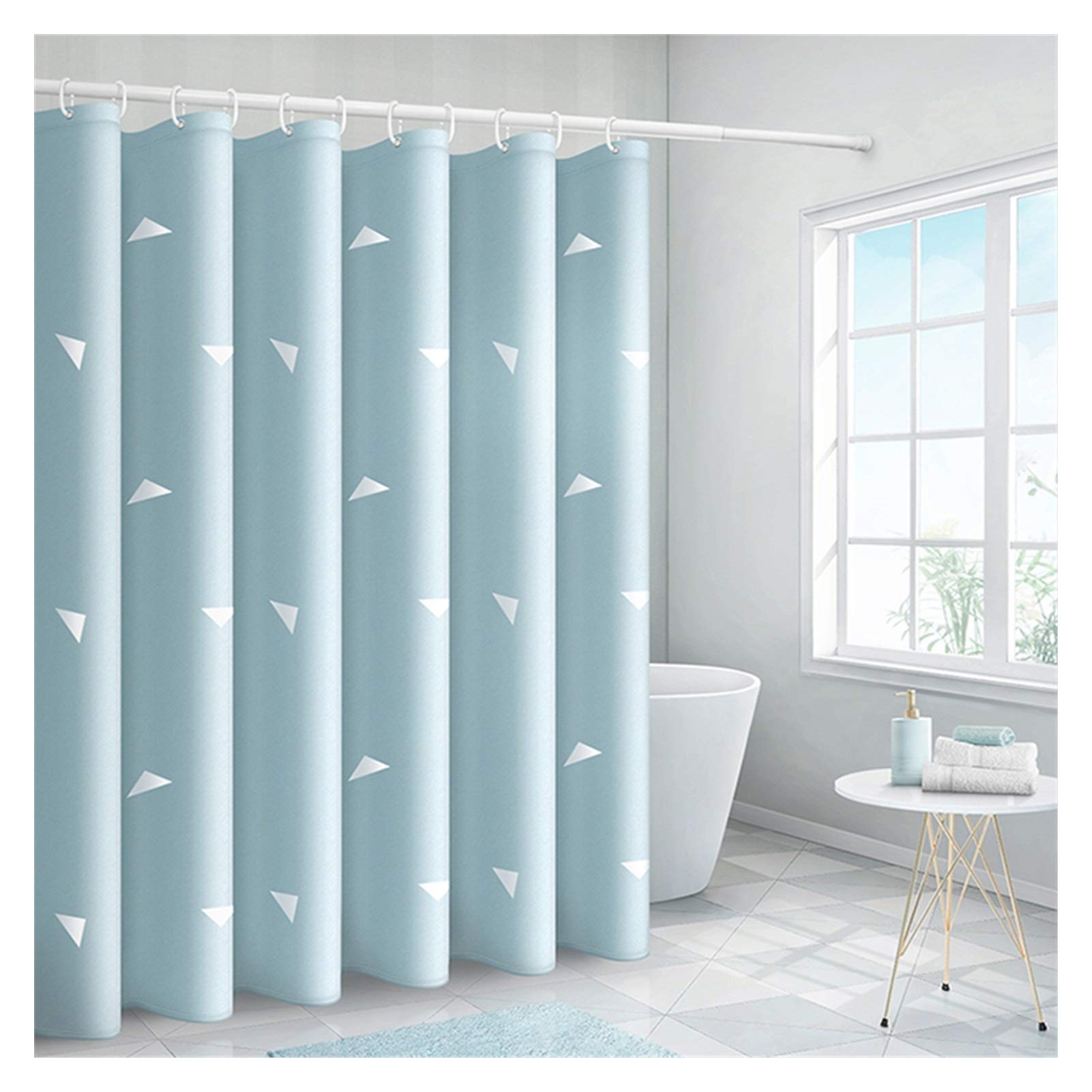 Cortina de Ducha Cortinas Impermeables de la impresión de poliéster para el baño con Ganchos de Tela Azul Claro Cortina de Ducha (Color : 180x180cm, Size : WidthxHeight)