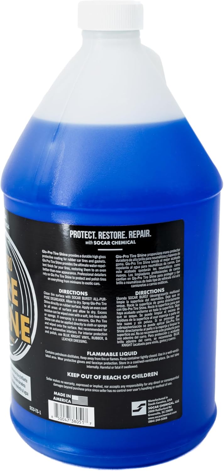 Glo-Pro Tire Shine, 128 oz, 1 Gallon, High Gloss Tire Dressing, Professional Wet Tire Dressing, Water Repellant, Long Lasting - Image 3