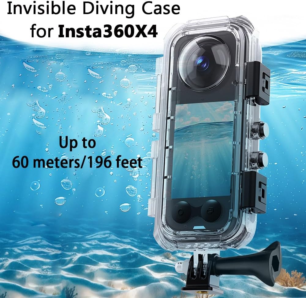 Insta 360 x4 Invisible Dive Case, 50m/164ft Waterproof Case for insta360 x4 Waterproof Camera Underwater with Bracket, Insta 360 x4 Accessories