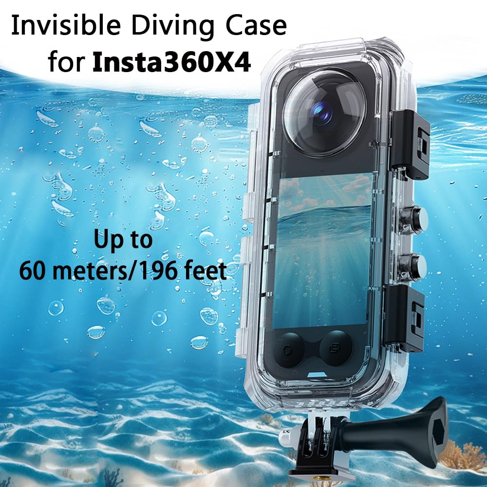 Insta 360x4 Niewidoczna obudowa do nurkowania, wodoodporna obudowa do insta360 x4 wodoodporna kamera podwodna z uchwytem, akcesoria Insta 360 x4
