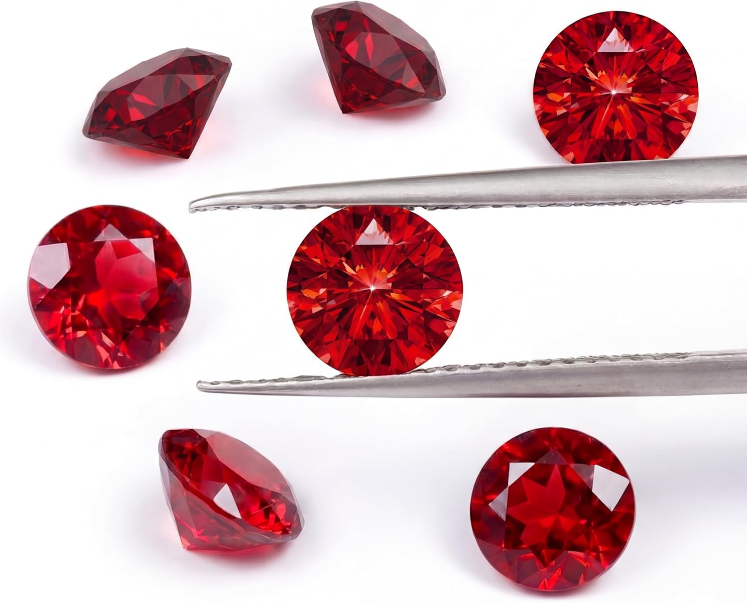 Generic Synthetic Ruby Gemstone, Lab Grown Round Brilliant Cut Loose Stone, 0.5-2.0 ct, Red Color, AGL Certificate Included, for DIY Jewelry Making (Earrings, Rings, Necklaces, Bracelets)