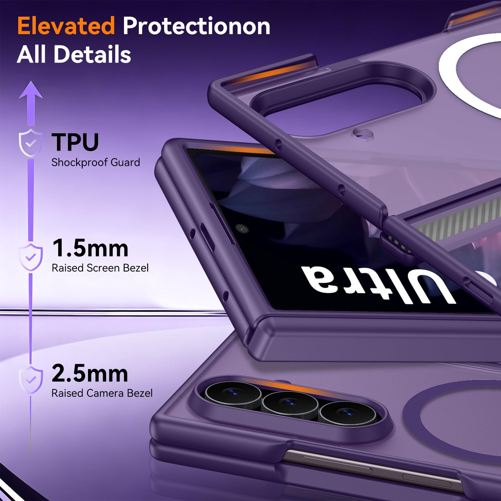 BENTOBEN Custodia per Samsung Galaxy Z Fold 8 Ultra 2026 [protezione cerniera + pellicola protettiva per schermo HD] [adatta per Magsafe] Custodia protettiva di grado militare traslucida opaca per Z