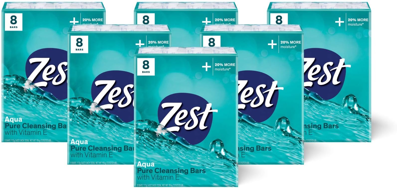 Zest Bar Bath Soap - Aqua, 8 Bar, 4 Fl Oz (Pack of 48)