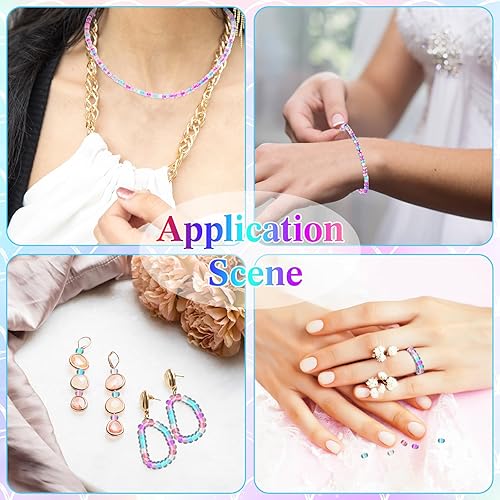 Miniatura 6 de 4000 cuentas de cristal de 0.157 pulgadas que brillan en la oscuridad de sirena pequeñas cuentas de vidrio surtidas para pulseras, 8 colores,