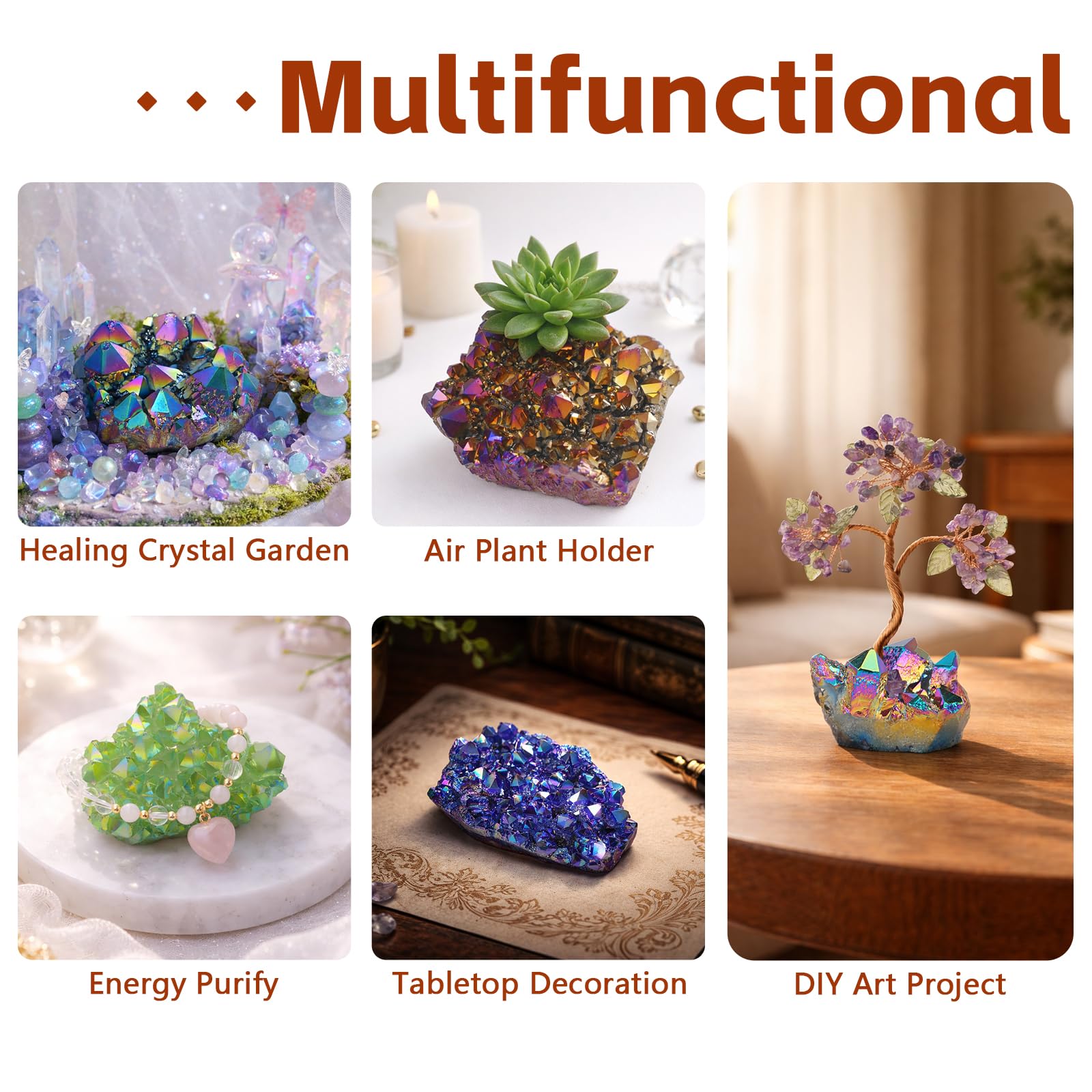 Amazon.com: SUNYIK Rainbow Aura Titanium Coated Crystal Cluster