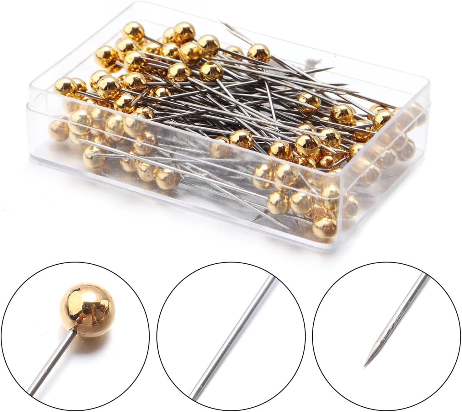 100Pcs/Box 35-40mm Colorful Round Pearl Head Needles Stitch Straight Sewing Pins for Positioning Dressmaking DIY Tools(Pearl Multicolor40mm)