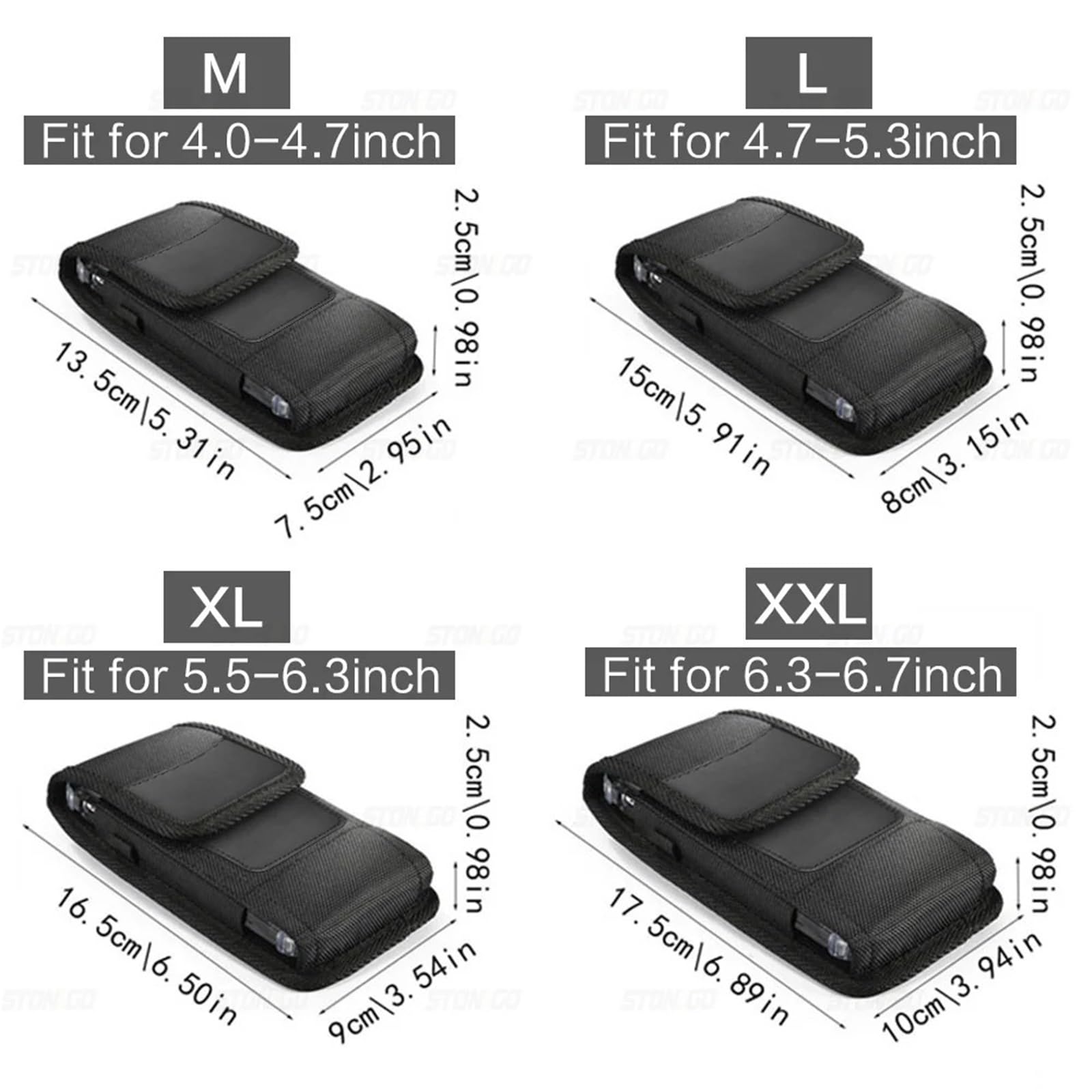 3.5-6.8inch Phone Nylon Pouch Cell Belt Clip Carrying Holster Case Waist Bag for für Wandern, Camping(XXL)