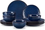 MALACASA Dinnerware Sets 12 Pcs, Plates and Bowls Sets, 12 Pieces Stoneware for 4 Kitchen Dinner Set Ceramic Dishware Dishes Set Microwave Safe, Series Lydia