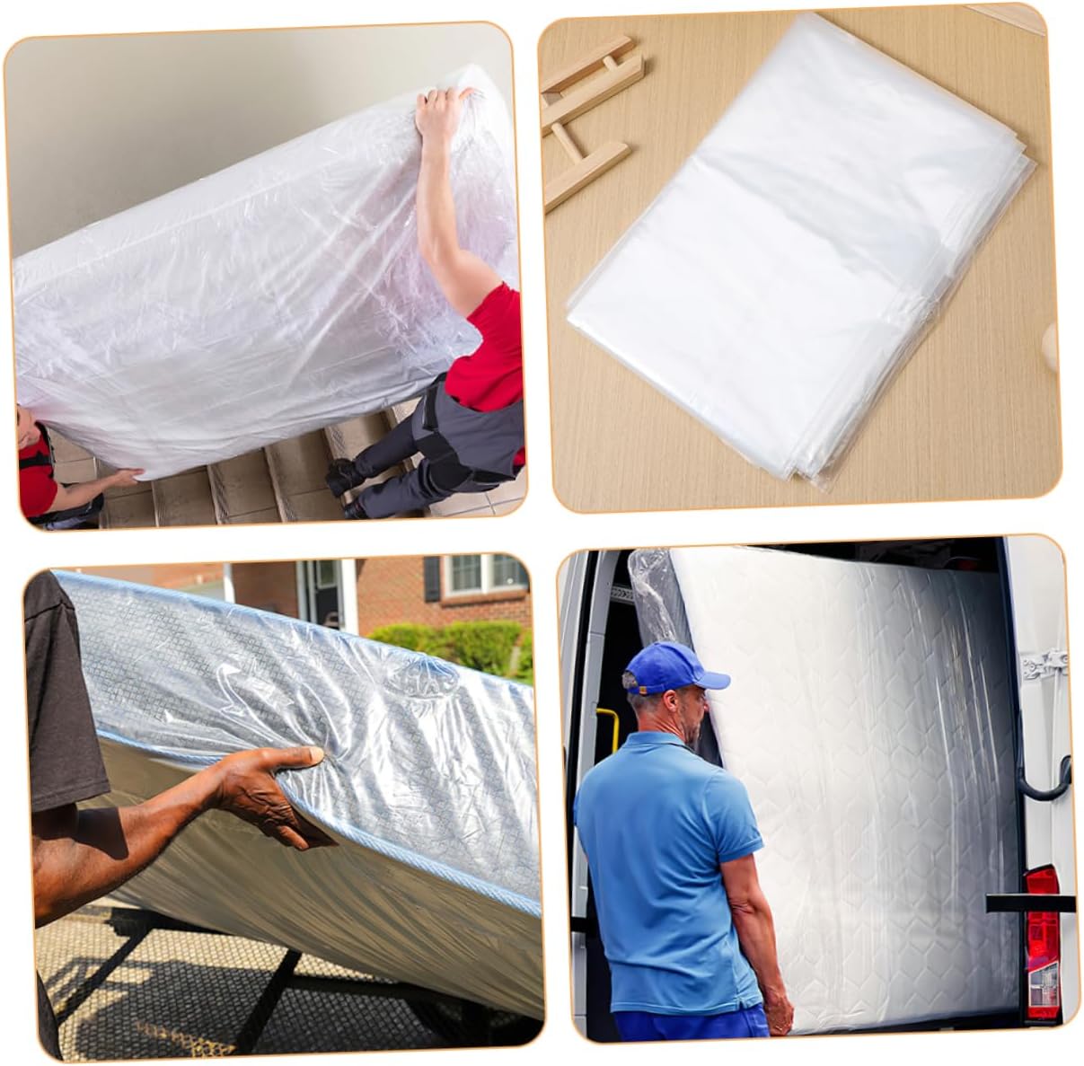 Clear Mattress Protective Cover Bag Thickened Storage for Moving and Dust Fits Double Mil
