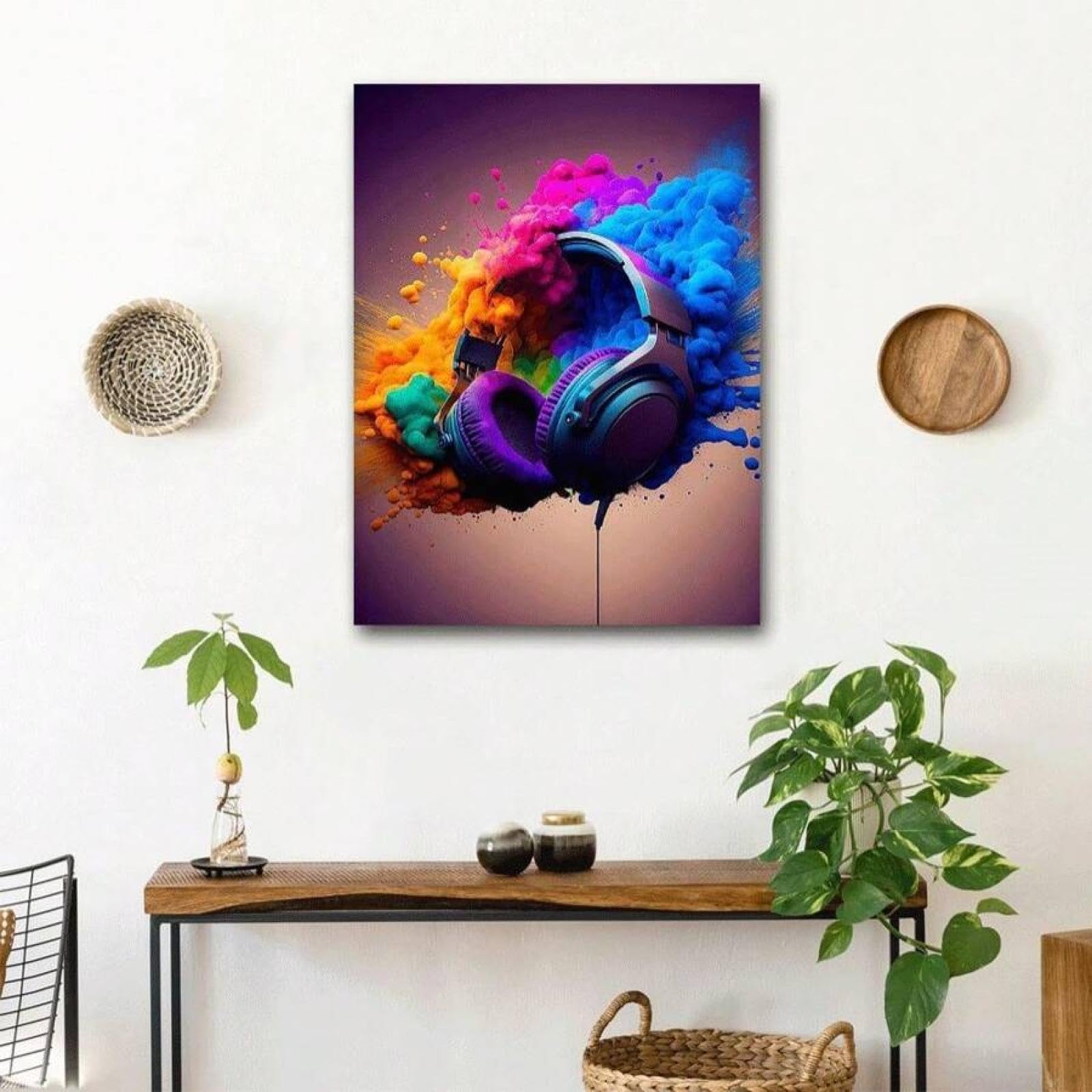 XBTYKPB Póster de lienzo con diseño de videojuegos, diseño de auriculares, decoración de pared, mural de control de juegos, pintura para sala de juegos, 60 x 90 cm, sin marco