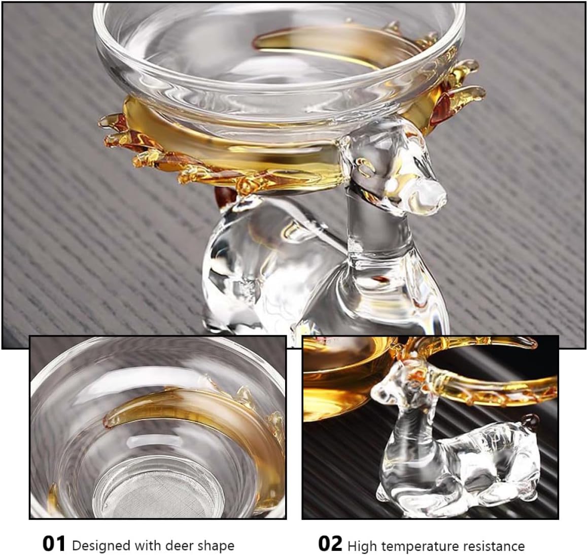 VANZACK Decorative Glass Tea Infuser Mesh Strainer with Thickened Tea Residue Filter