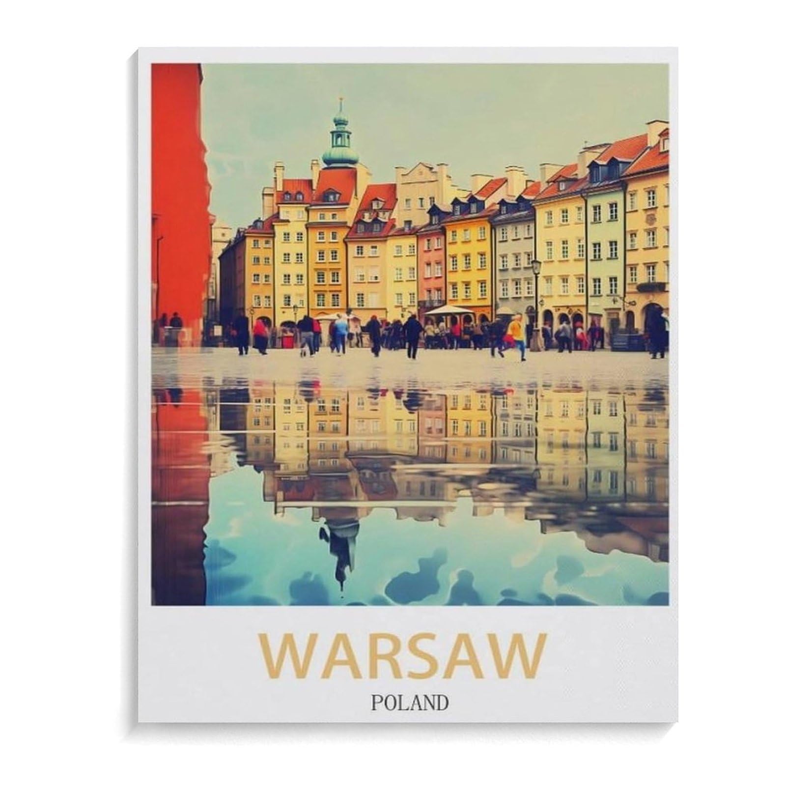 BEAYODKP Paint by Numbers，Warsaw, Poland s，DIY Paint by Numbers Kits for Adults Kids,Canvas Oil Painting with Brushes and Acrylic Pigment Paint by Numbers Arts Craft for Home Wall Decor(30x40cm 4
