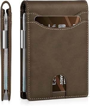 Zitahli Slim Wallets for Men, Leather Money Clip Mens Wallet, RFID Blocking Front Pocket Bifold Wallet, Minimalist Credit Card Holder with Gift Box