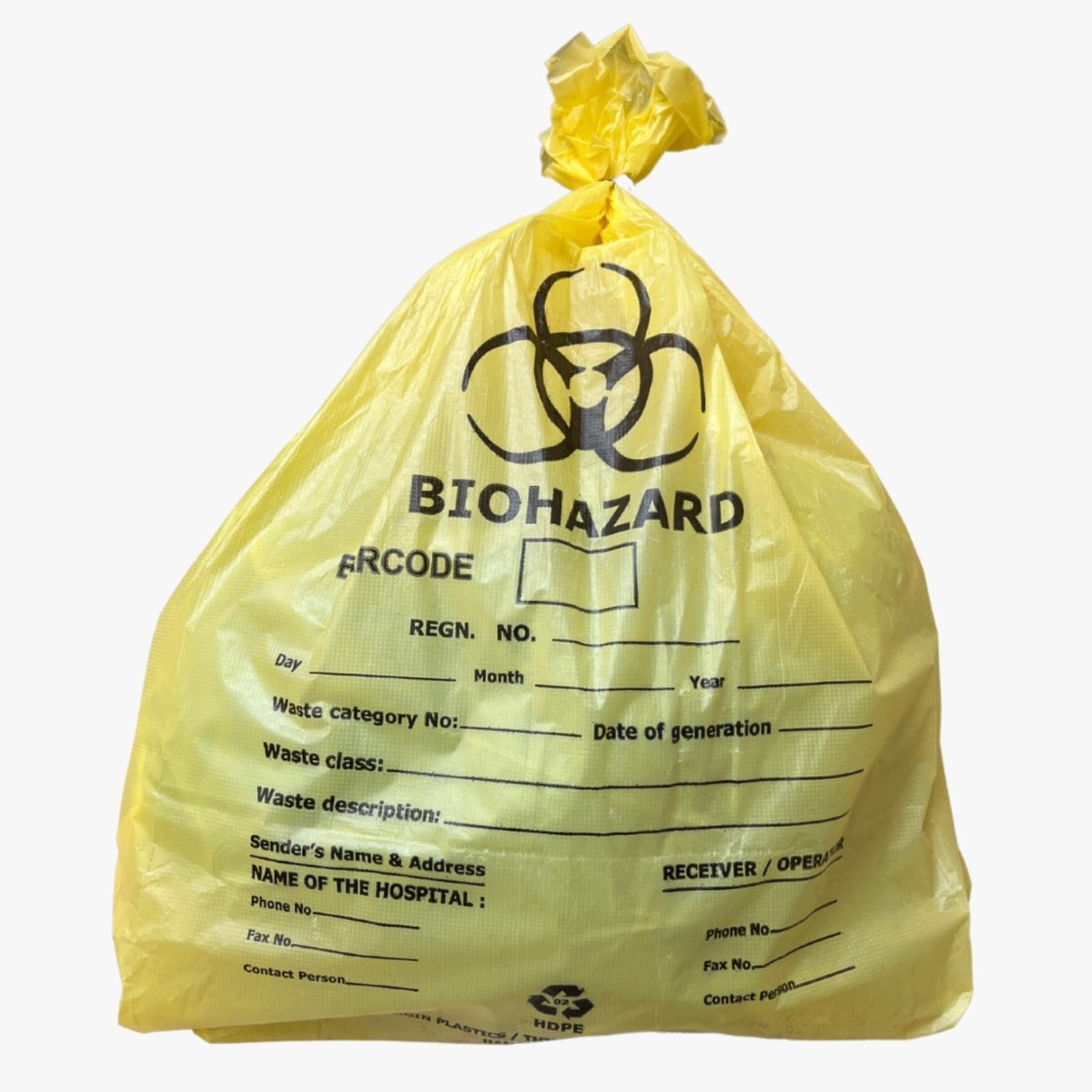 Bio Medical Waste Disposable Bags For Home/Hospitals/Office/Schools/ 100% Virgin - 50 Microns (21"x24") Yellow - Medium Size (50 Bags)