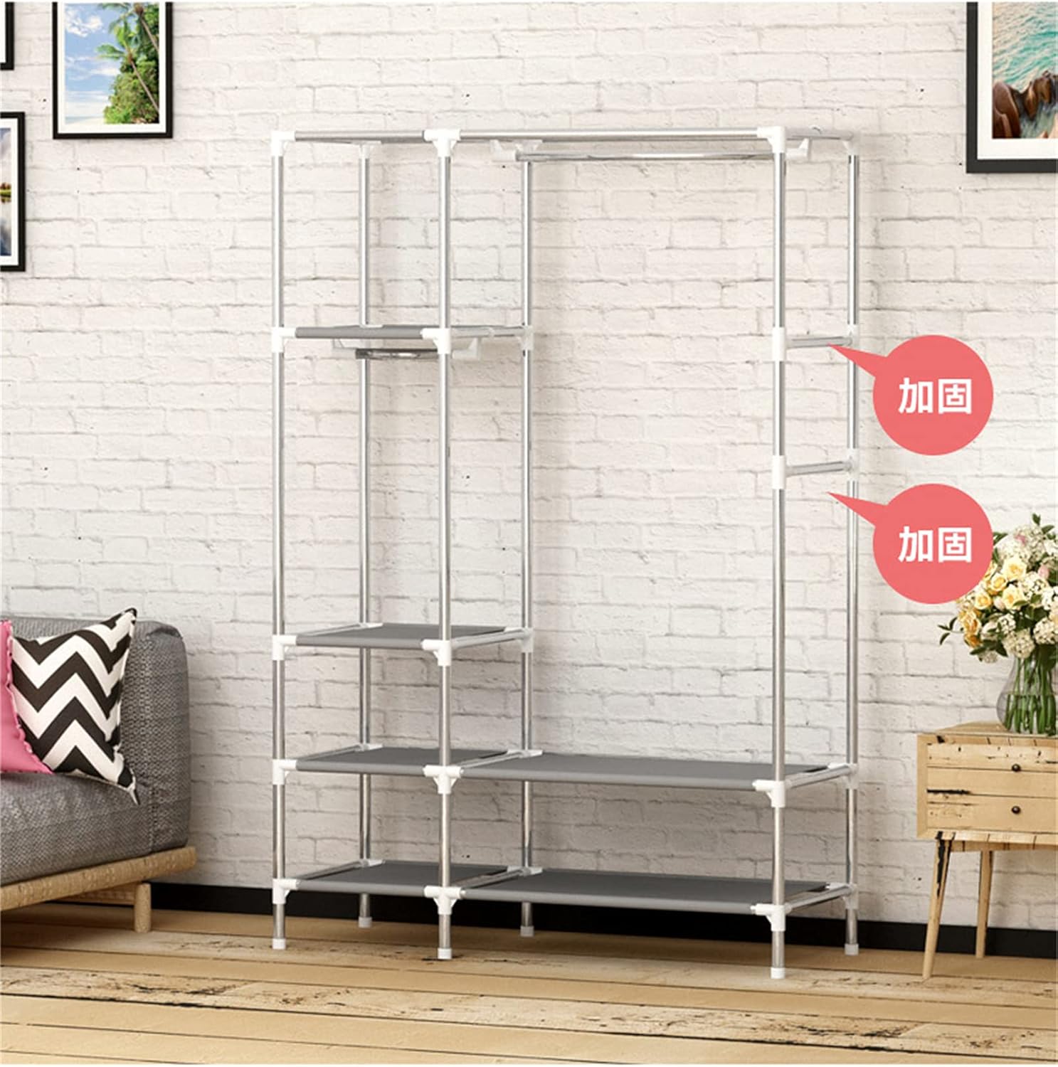 Single Fabric Wardrobe, Detached Multifunction Storage Clothing Cabinet with Two Drawers Storage Underwear Toy Shoes 170 * 75 * 45CM(Size:170 * 75 * 45CM,Color:D) (A 170 * 75 * 45CM)