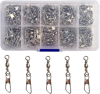 Luengo 100pcs/lot Stainless Steel Snaps Swivel Fishing Connector Rolling Swivel Interlock Snap Lure Barrel Snap Swivel Accessories Fishing Tackle Box Kit +A
