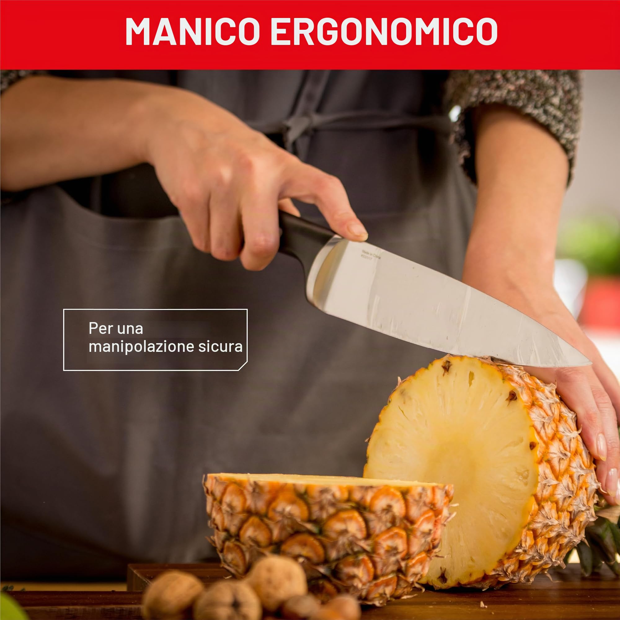 Tefal Ice Force - Set 4 coltelli da cucina, lame in acciaio inossidabile tedesco, K2324S74, garanzia 10 anni, taglio e tagliente ad alte prestazioni