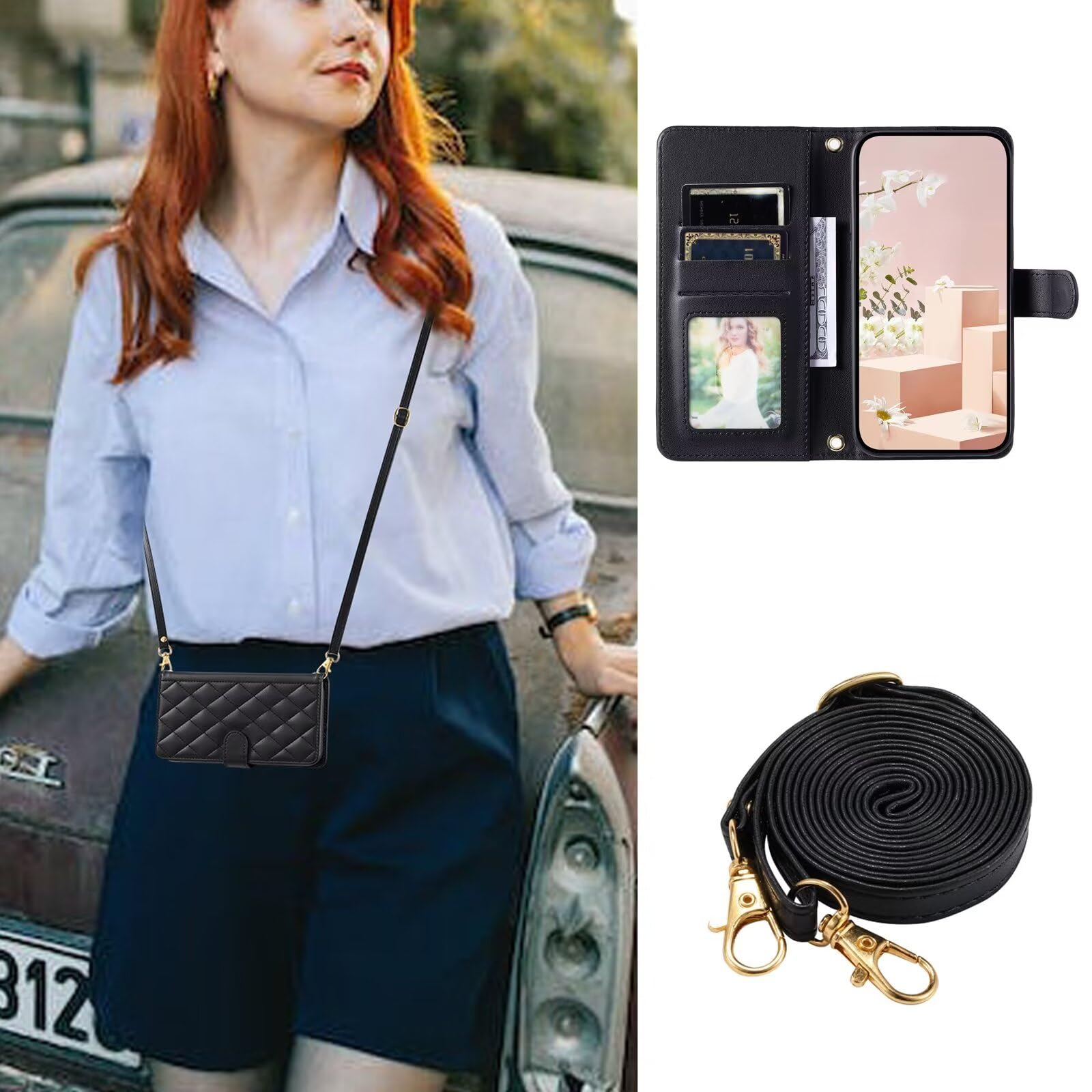 Cover Portafoglio In Pelle PU Per Xiaomi Redmi Note 13 Pro 4G / Poco M6 Pro 4G – Nero – Con Slot Carte E Supporto - 2