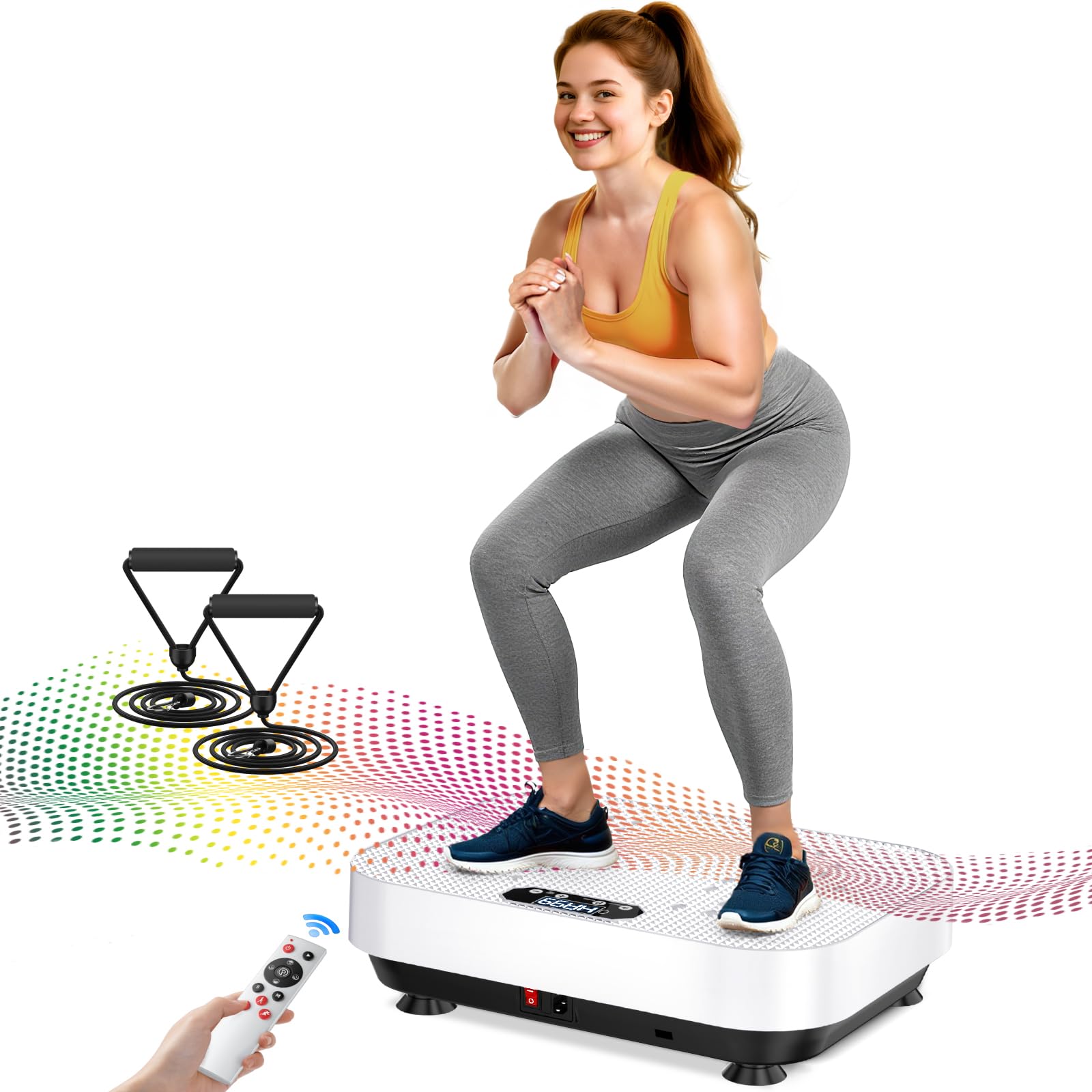 Vibration Plate Exercise Machine, 400 Lbs Capacity Whole Body Vibrating Plate for Lymphatic Drainage, Weight Loss Fat Burner for Home Workout Women Men