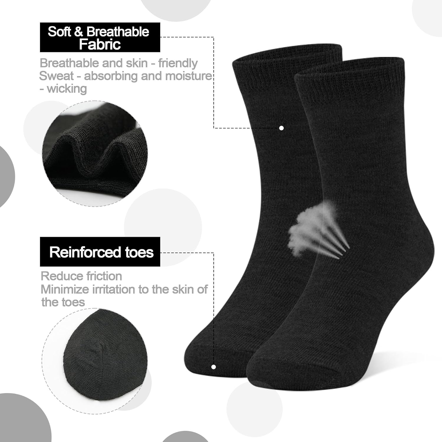 15 Pairs Toddler Socks Kids Crew Mid Calf Dress Socks for Boys Girls Children 1-13 Years - Image 4