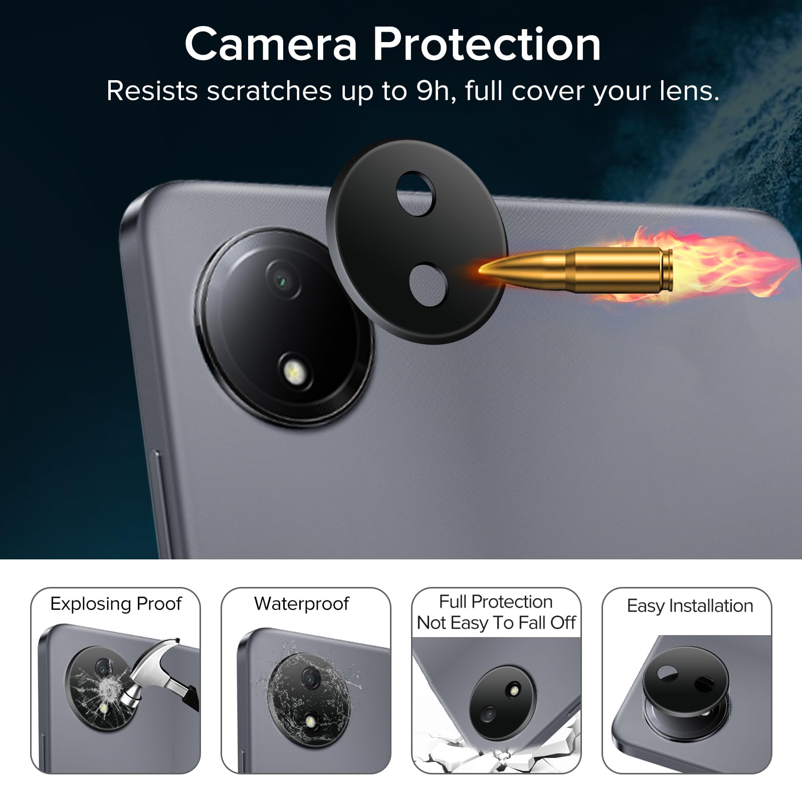 ivoler 2 Pack Screen Protector dla Xiaomi Redmi Pad SE 8,7 cala (WiFi / 4G) (nie dla Redmi Pad SE 11 cali), z 2 Pack Camera Protective Glass, twardość 9H, odporność na zarysowania, antypoślizgowość