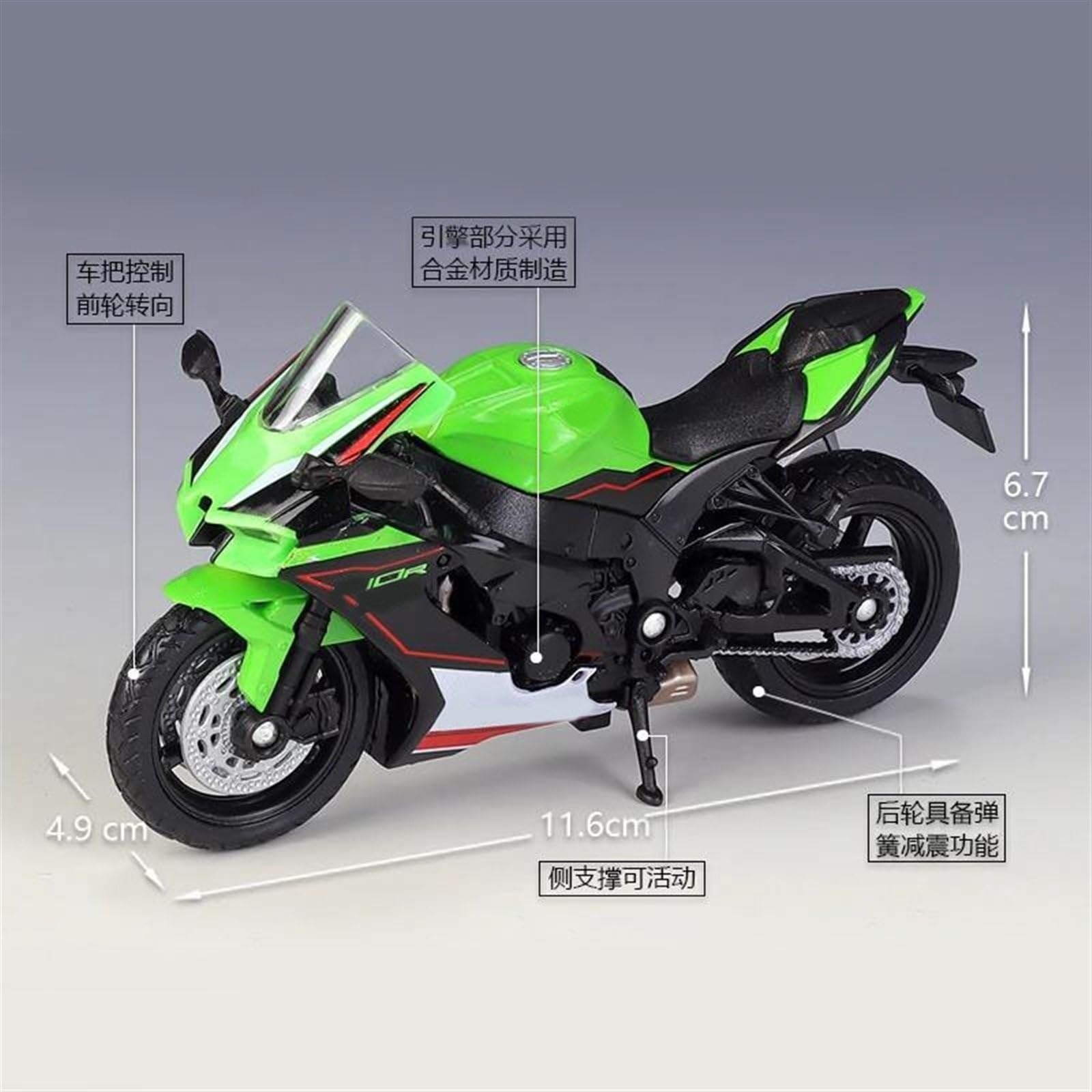 Modello 1/18 Diecast In Metallo Modello Di Moto Da Collezione Per Kawasaki Ninja ZX-10R 2021