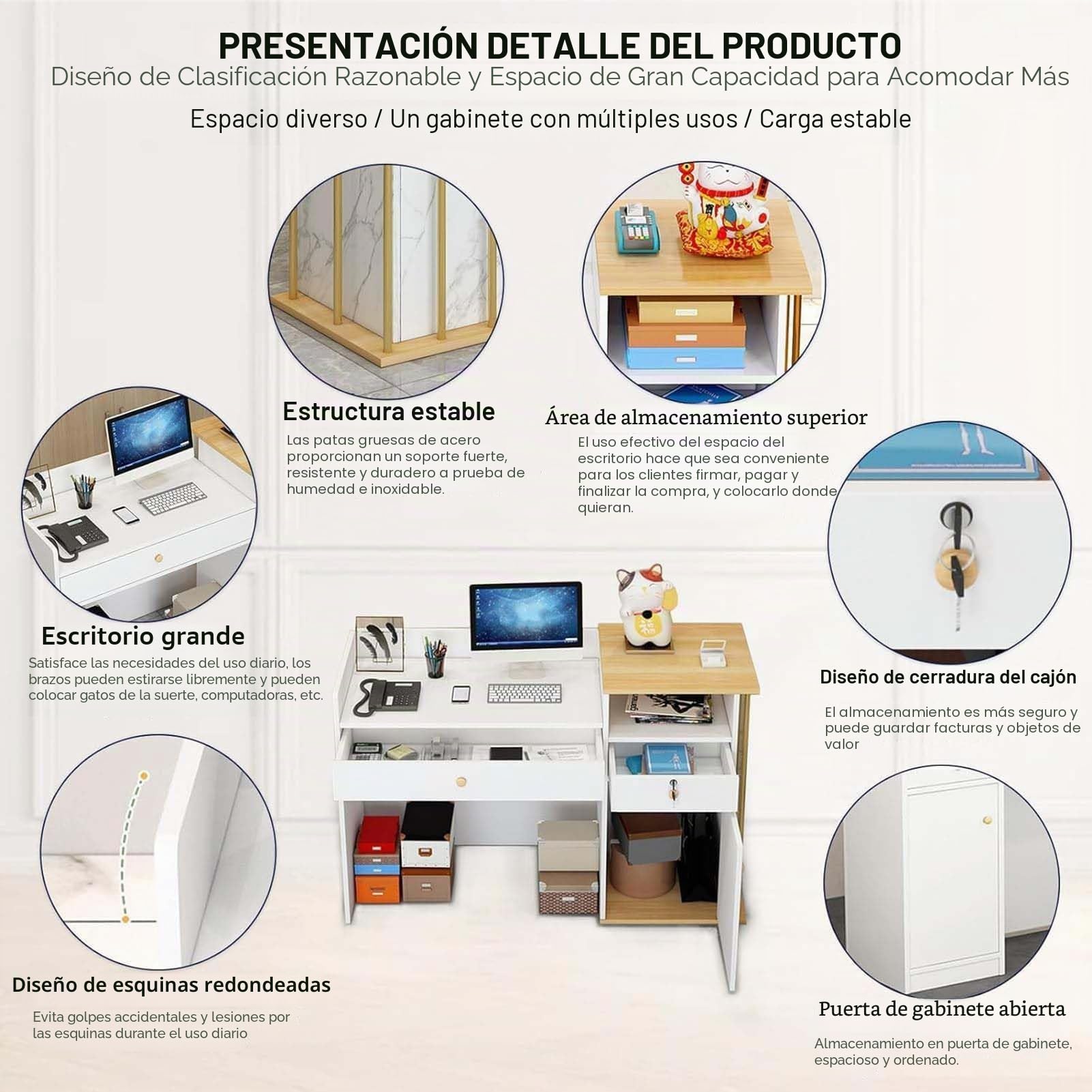 Mostrador Recepcion, Mostradores para Tiendas Mostradores Recepcion Mostrador Tienda Recepciones Peluqueria Mostrador Recepcion PequeñO Bianco 100cm