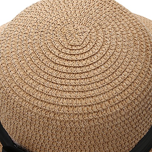 Diamondo Summer Chapéu de praia feminino moda casual europeu laço feriado (cáqui)