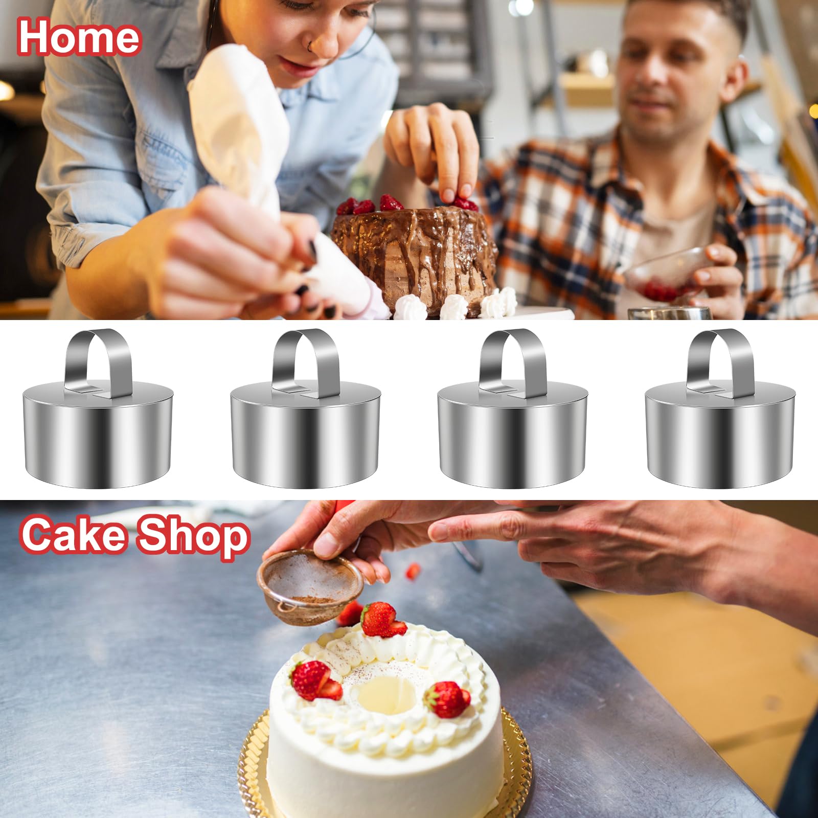 Set 12 Coppapasta In Acciaio Inox 8cm - Con Coperchi Per Torte, Mousse E Dessert - Foto 10
