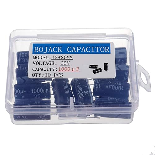 BOJACK 13X20mm 1000uF 35V 1000MFD 35Voltage ±20% Condensadores electrolíticos de aluminio (paquete de 10)
