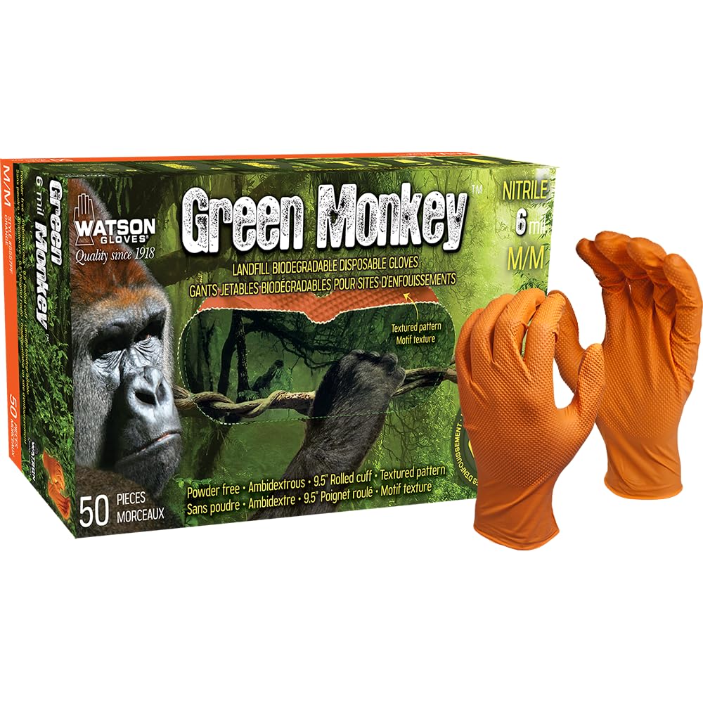 Watson Gloves Green Monkey 6 Mil Biodegradable Disposable Nitrile