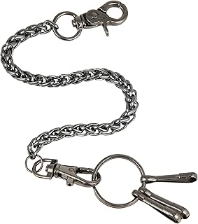 Wallet Chains for Men Biker Trucker Motorcycle Pants Jean Key Chain Stainless Steel Secured&Heavy Duty (Black)