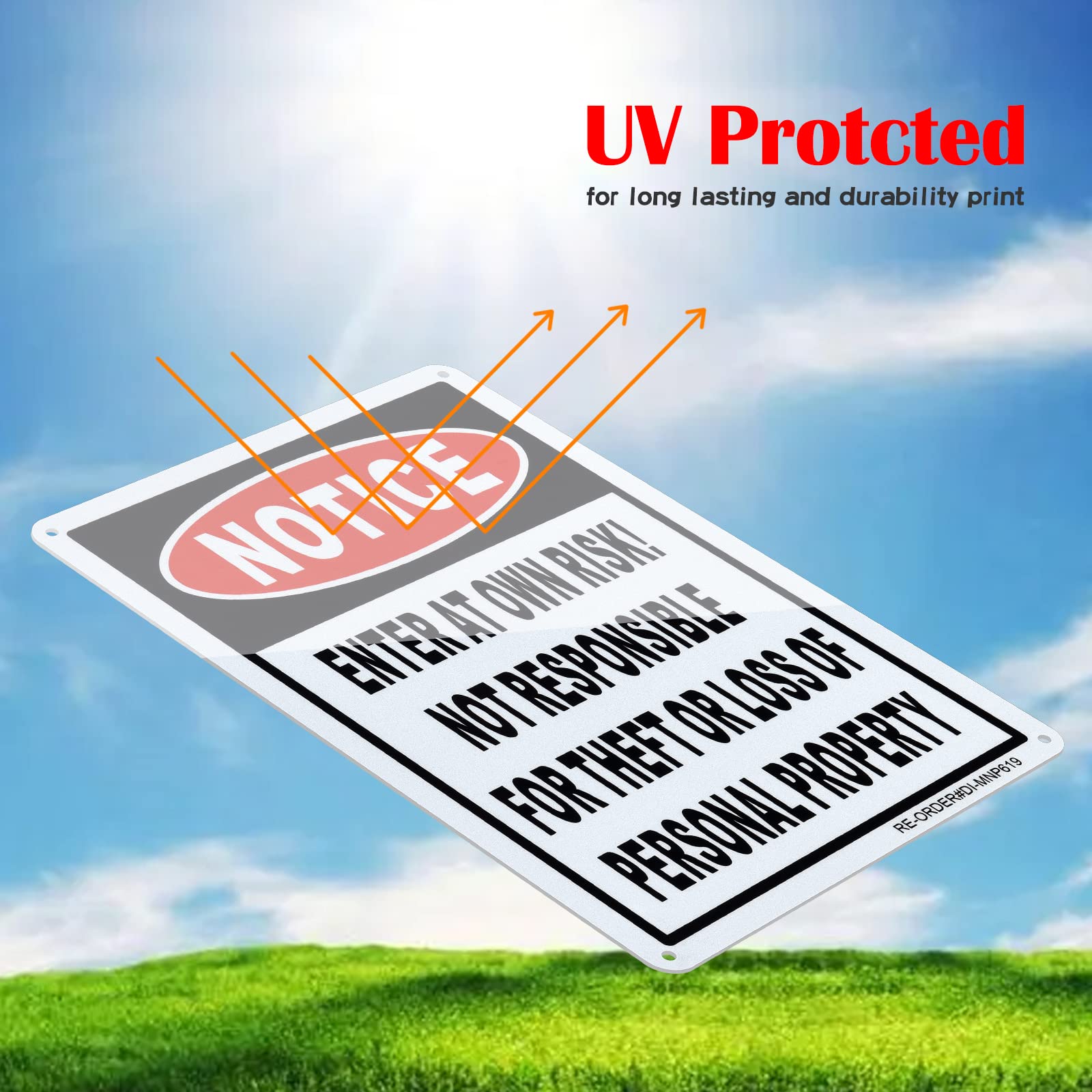 2 Pack Caution Enter At Your Own Risk Signs - 10x7 Inch Reflective Aluminum Safety Signs