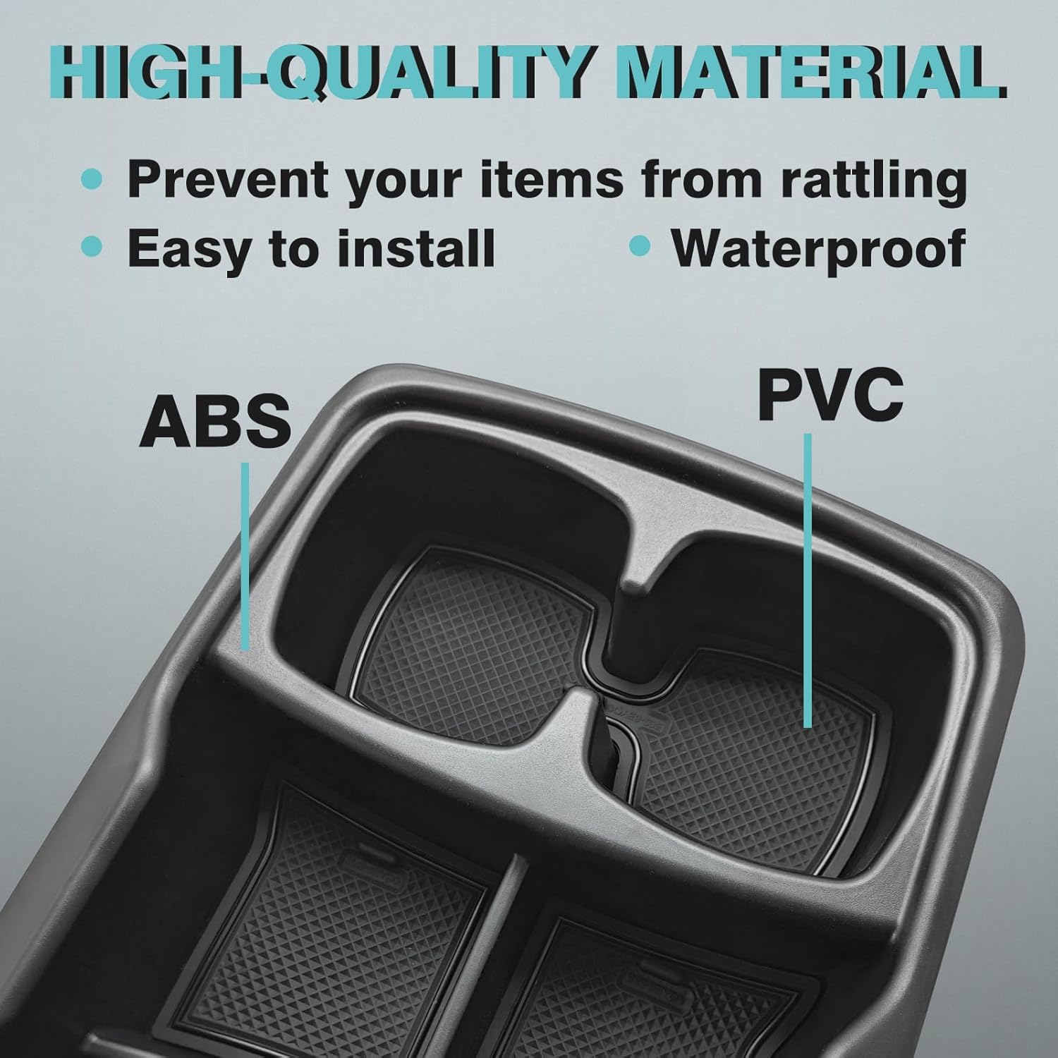 BestEvMod Lower Center Console Organizer Tray Compatible with Kia EV6 2022-2026 Interior Accessories Storage Box ABS Material with PVC Trim Accessories (Lower Organizer-V2)