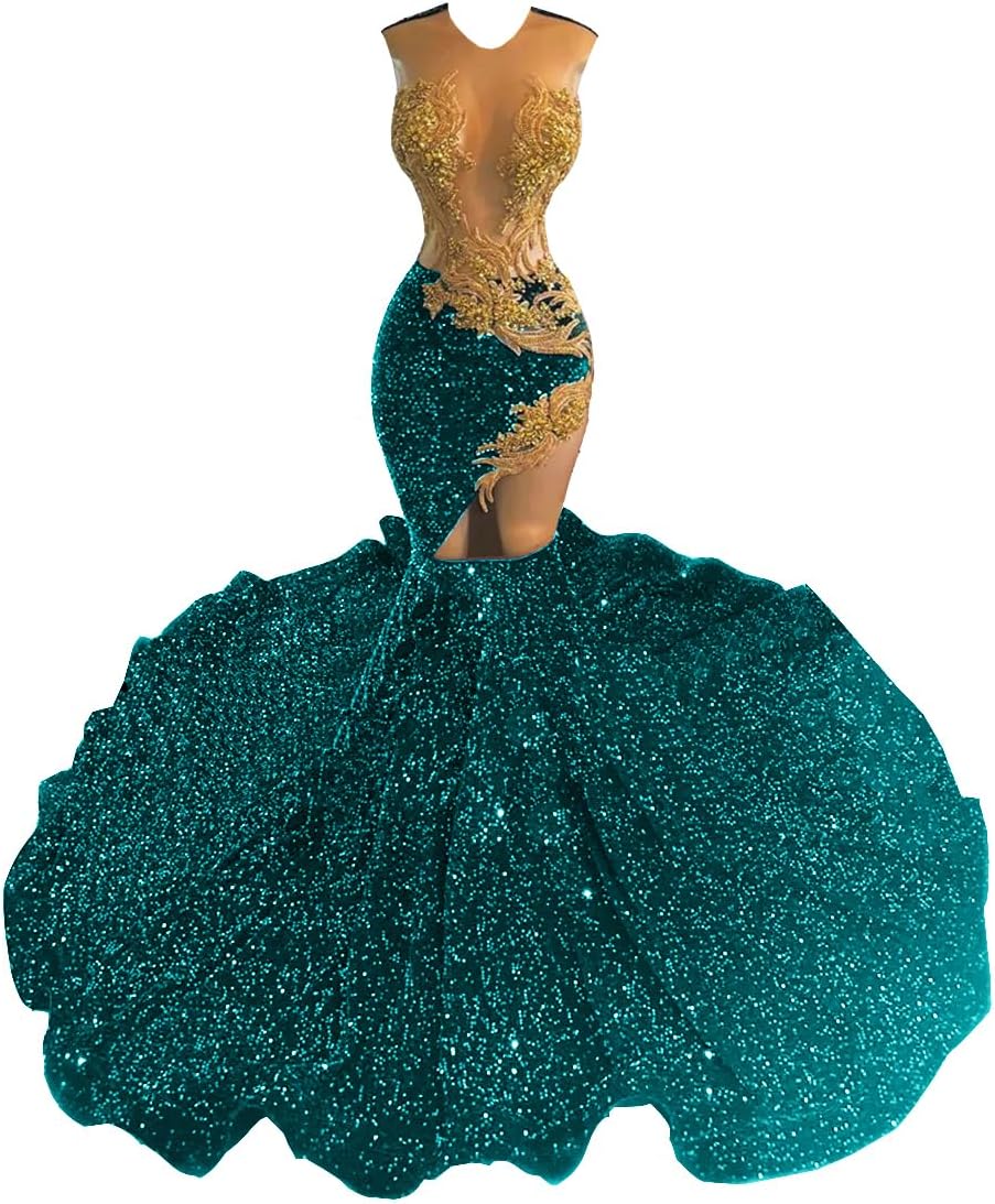 Sparkly Rhinestone Sequin Prom Dresses Beaded Applique Hollow Mermaid Pageant Gala Evening Party Gown
